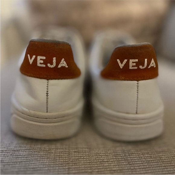 Veja White and Rust Orange Sneakers Classic Tennis Style - Picture 2 of 5